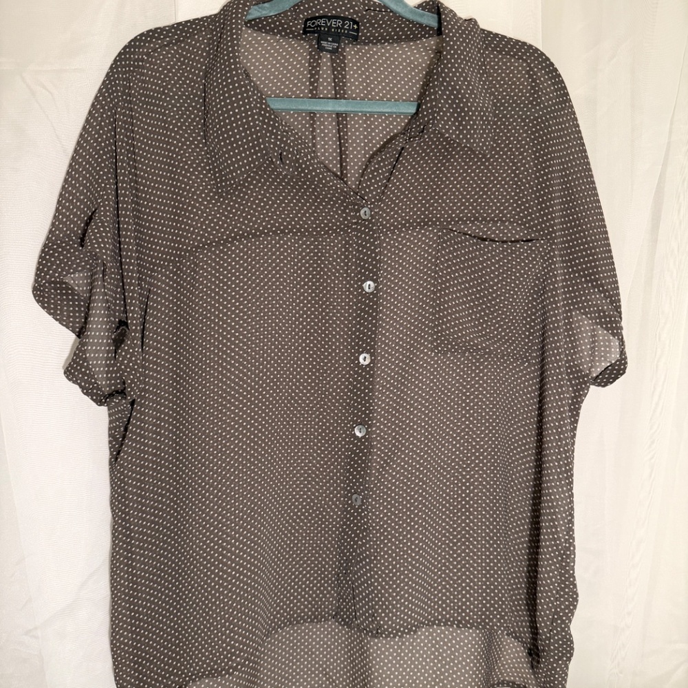 Polka Dot Sheer Button Down